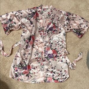 Floral Satin Kimono Robe
